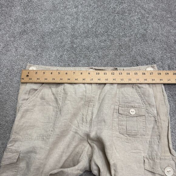Talbots Irish Linen Wide Leg Cargo Pants Womens 18 Beige High Rise Boho 36x33 - Picture 7 of 13